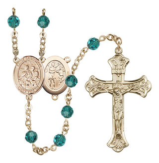 14 Karat Gold 6mm Austrian Crystal Saint Sebastian / Choir Rosary in Zircon
