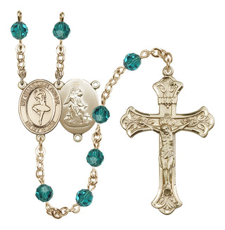 14 Karat Gold 6mm Austrian Crystal Guardian Angel/Dance Rosary in Zircon