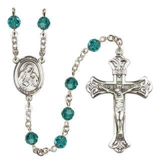 Sterling Silver 6mm Austrian Crystal Saint Ann Rosary in Zircon