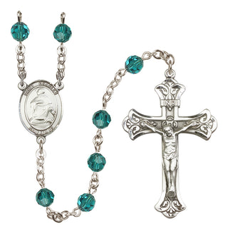 Sterling Silver 6mm Austrian Crystal Saint Charles Borromeo Rosary in Zircon