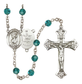 Sterling Silver 6mm Saint Christopher / Army Rosary