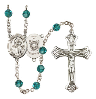 Sterling Silver 6mm Austrian Crystal Saint Joan of Arc /Coast Guard Rosary in Zircon