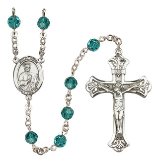 Sterling Silver 6mm Austrian Crystal Saint Jude Thaddeus Rosary in Zircon