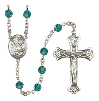 Sterling Silver 6mm Austrian Crystal Saint Mark the Evangelist Rosary in Zircon