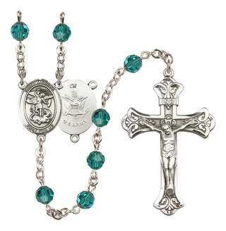 Sterling Silver 6mm Austrian Crystal Saint Michael / Army Rosary in Zircon