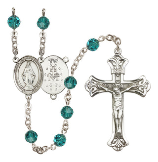 Sterling Silver 6mm Austrian Crystal Miraculous Rosary in Zircon