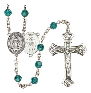 Sterling Silver 6mm Austrian Crystal Virgen Milagrosa Rosary in Zircon