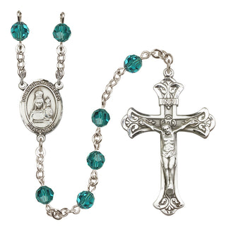 Sterling Silver 6mm Austrian Crystal Our Lady of Loretto Rosary in Zircon