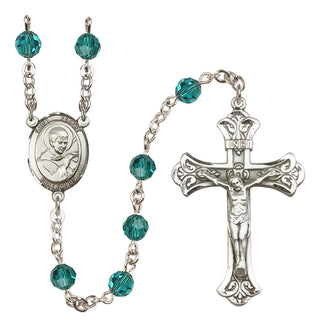 Sterling Silver 6mm Austrian Crystal Saint Robert Bellarmine Rosary in Zircon