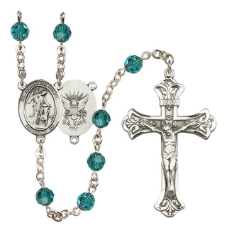 Sterling Silver 6mm Guardian Angel / Navy Rosary