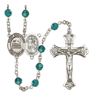 Sterling Silver 6mm Austrian Crystal Saint Sebastian/Swimming Rosary in Zircon