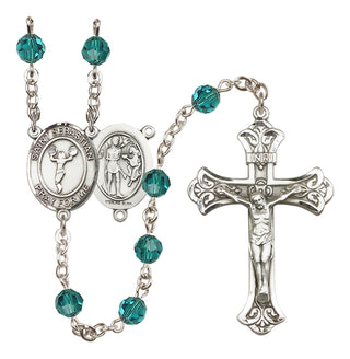 Sterling Silver 6mm Austrian Crystal Saint Sebastian/Cheerleading Rosary in Zircon