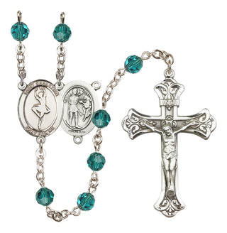 Sterling Silver 6mm Austrian Crystal Saint Sebastian/Dance Rosary in Zircon