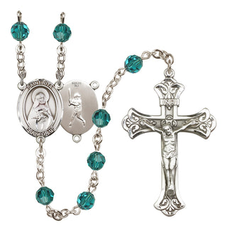 Sterling Silver 6mm Austrian Crystal Saint Rita / Baseball Rosary in Zircon