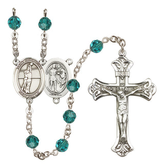 Sterling Silver 6mm Austrian Crystal Saint Sebastian / Volleyball Rosary in Zircon