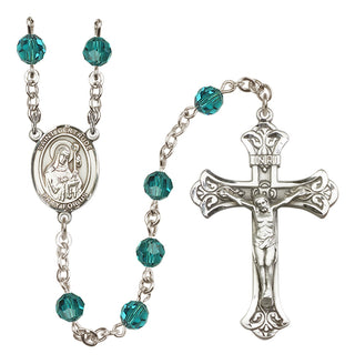 Sterling Silver 6mm Austrian Crystal Saint Gertrude of Nivelles Rosary in Zircon