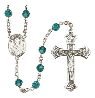 Sterling Silver 6mm Austrian Crystal Saint Dominic Savio Rosary in Zircon
