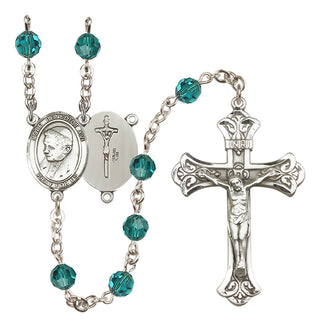 Sterling Silver 6mm Austrian Crystal Pope Emeritace Benedict XVI Rosary in Zircon