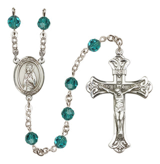 Sterling Silver 6mm Austrian Crystal Saint Alice Rosary in Zircon