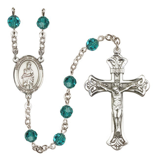 Sterling Silver 6mm Austrian Crystal Our Lady of Victory Rosary in Zircon