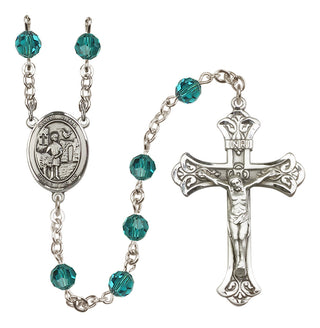 Sterling Silver 6mm Austrian Crystal Saint Vitus Rosary in Zircon