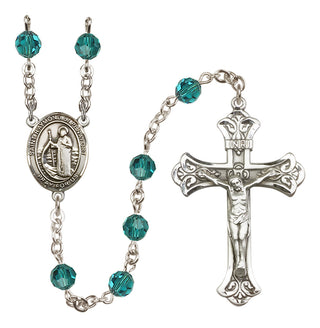 Sterling Silver 6mm Austrian Crystal Saint Raymond of Penafort Rosary in Zircon