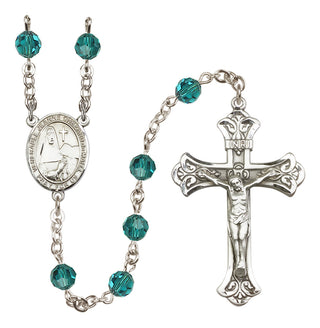 Sterling Silver 6mm Austrian Crystal Saint Jeanne Chezard de Matel Rosary in Zircon