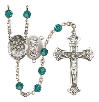 Sterling Silver 6mm Austrian Crystal Saint Christopher / Choir Rosary in Zircon