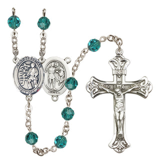 Sterling Silver 6mm Austrian Crystal Saint Sebastian/Karate Rosary in Zircon