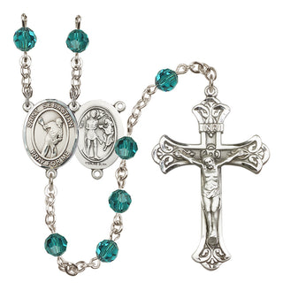 Sterling Silver 6mm Austrian Crystal Saint Sebastian/Lacrosse Rosary in Zircon