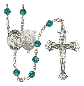 Sterling Silver 6mm Austrian Crystal Guardian Angel/Track&Field-Women Rosary in Zircon