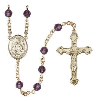 14 Karat Gold-Filled 6mm Austrian Crystal Santa Ana Rosary in Amethyst