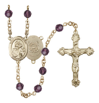 14 Karat Gold-Filled 6mm Austrian Crystal Saint Joan of Arc /Coast Guard Rosary in Amethyst