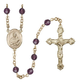 14 Karat Gold-Filled 6mm Austrian Crystal Saint Lawrence Rosary in Amethyst