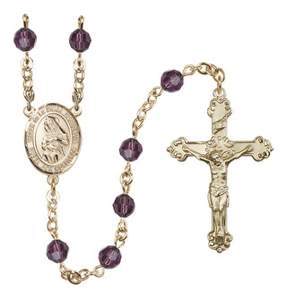 14 Karat Gold-Filled 6mm Austrian Crystal Virgen de la Divina Providencia Rosary in Amethyst