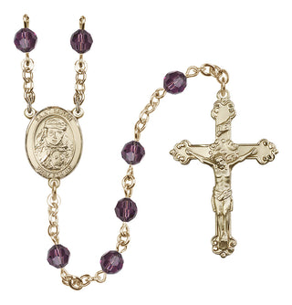 14 Karat Gold-Filled 6mm Austrian Crystal Saint Sarah Rosary in Amethyst