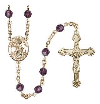 14 Karat Gold-Filled 6mm Austrian Crystal Angel de la Guardia Rosary in Amethyst