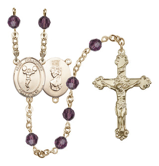 14 Karat Gold-Filled 6mm Austrian Crystal Saint Christopher/Cheerleading Rosary in Amethyst