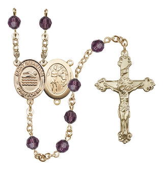 14kt Gold Filled 6mm Saint Sebastian/Swimming Rosary