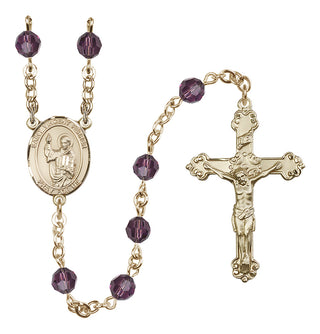 14 Karat Gold-Filled 6mm Austrian Crystal Saint Vincent Ferrer Rosary in Amethyst