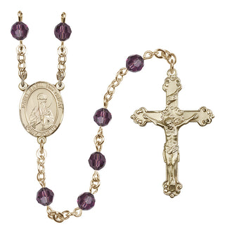 14 Karat Gold-Filled 6mm Austrian Crystal Saint Basil the Great Rosary in Amethyst