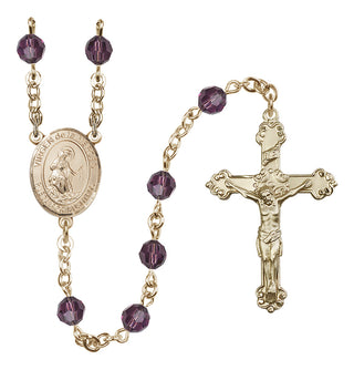 14 Karat Gold-Filled 6mm Austrian Crystal Virgen de la Merced Rosary in Amethyst