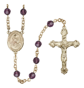 14 Karat Gold-Filled 6mm Austrian Crystal Saint Lidwina of Schiedam Rosary in Amethyst