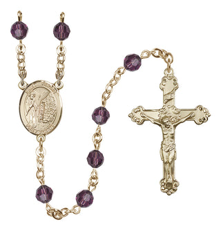 14 Karat Gold-Filled 6mm Austrian Crystal Saint Fiacre Rosary in Amethyst