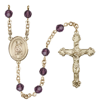 14 Karat Gold-Filled 6mm Austrian Crystal Saint Ronan Rosary in Amethyst