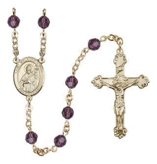 14 Karat Gold-Filled 6mm Austrian Crystal Saint Malachy O'More Rosary in Amethyst
