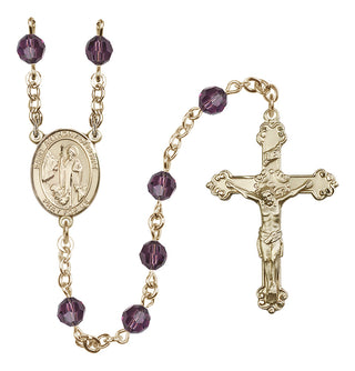 14 Karat Gold-Filled 6mm Austrian Crystal Saint Anthony of Egypt Rosary in Amethyst