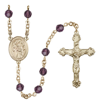 14 Karat Gold-Filled 6mm Austrian Crystal Saint Felicity Rosary in Amethyst