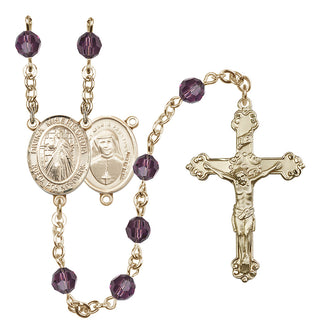 14 Karat Gold-Filled 6mm Austrian Crystal Divina Misericordia Rosary in Amethyst