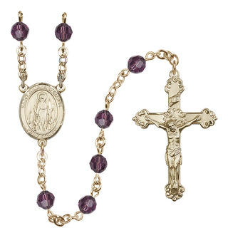 14 Karat Gold-Filled 6mm Austrian Crystal Saint Juliana of Cumae Rosary in Amethyst